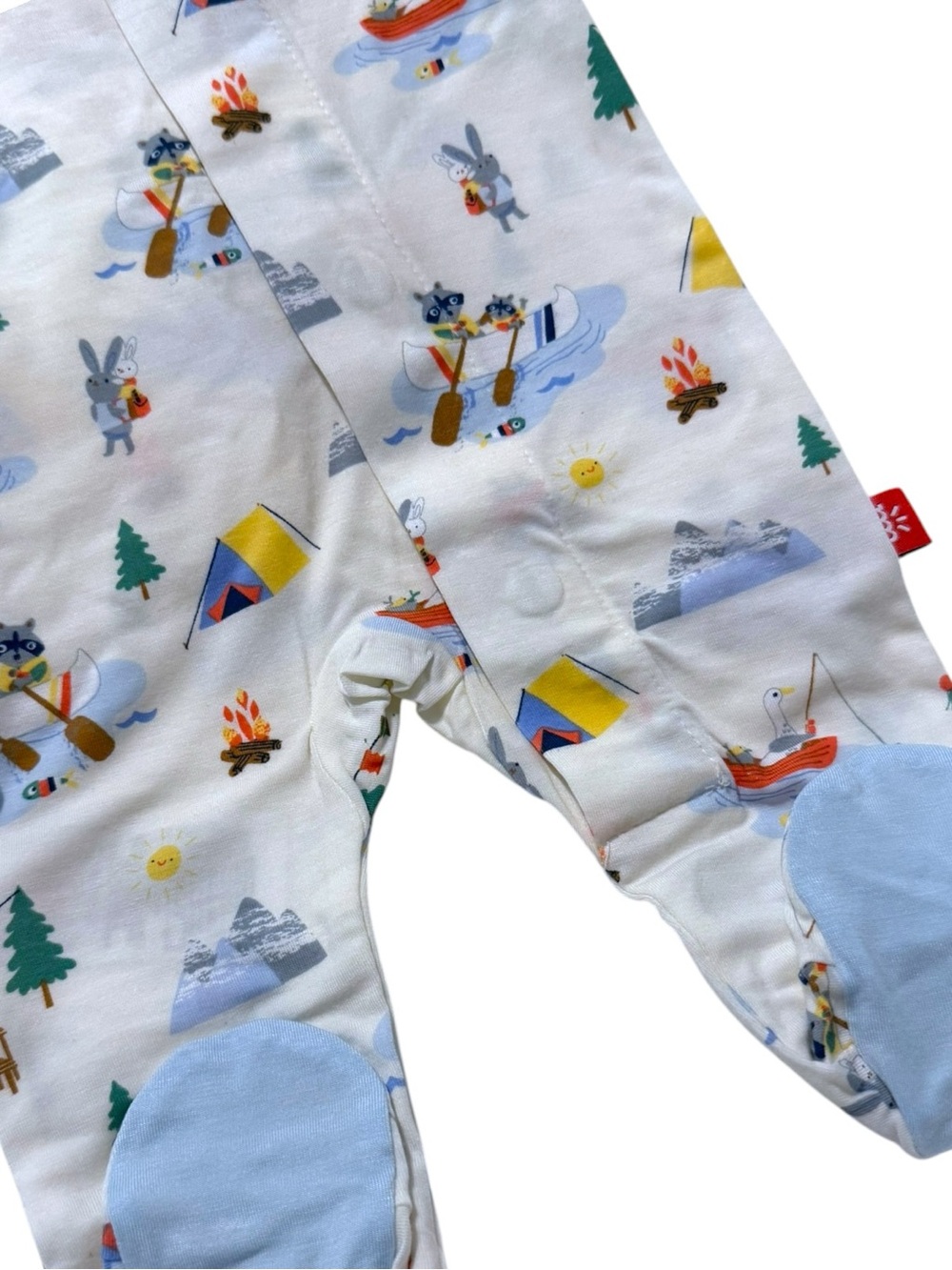 Magnetic Me White Camping & Woodland Print Footed One-Piece Newborn - Picture 3 of 6